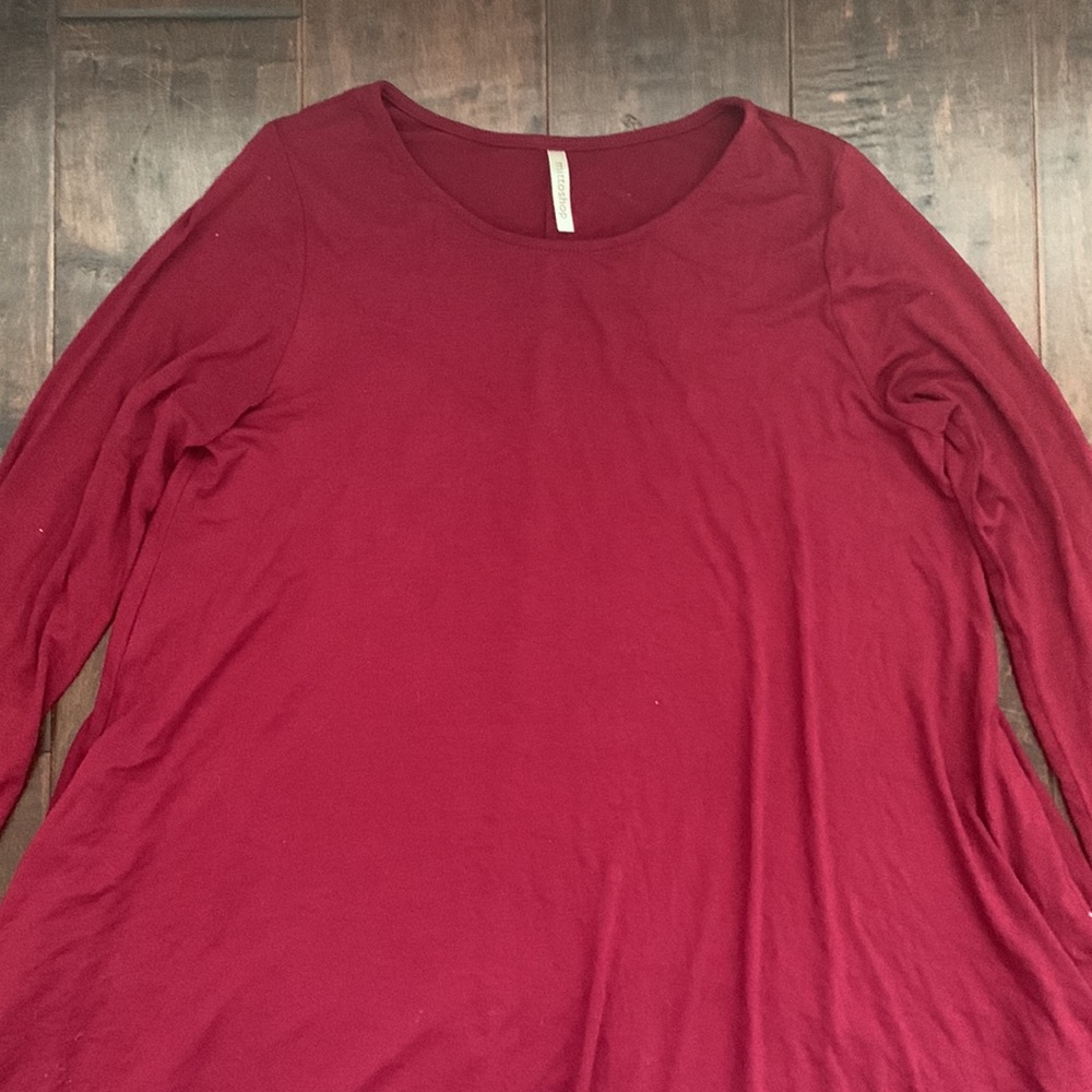 EUC Mittoshop Red Long Sleeve Tee Shirt Jersey Dress